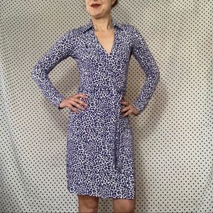 Diane Von Furstenburg Wrap Dress Blue Cat Print 2